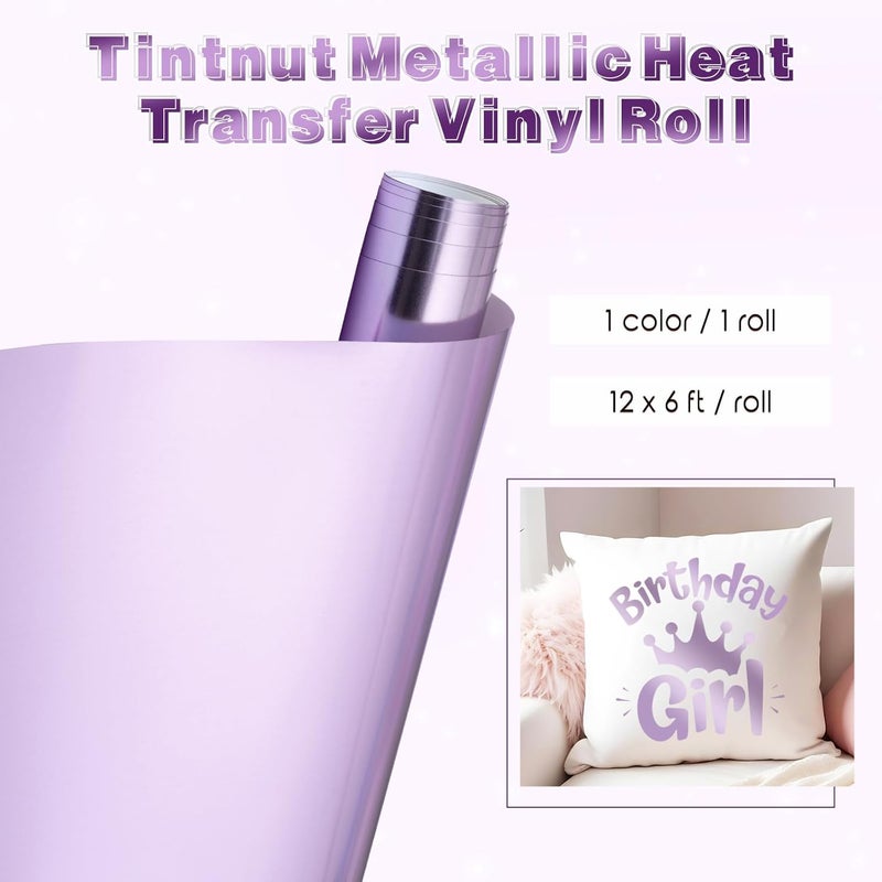 Tintnut لفائف الفينيل المعدني لنقل الحرارة كروم بنفسجي - 12" × 6 قدم فويل هولوجرافيك للكي على القمصان والحقائب والقبعات والحرف اليدوية - Image 2